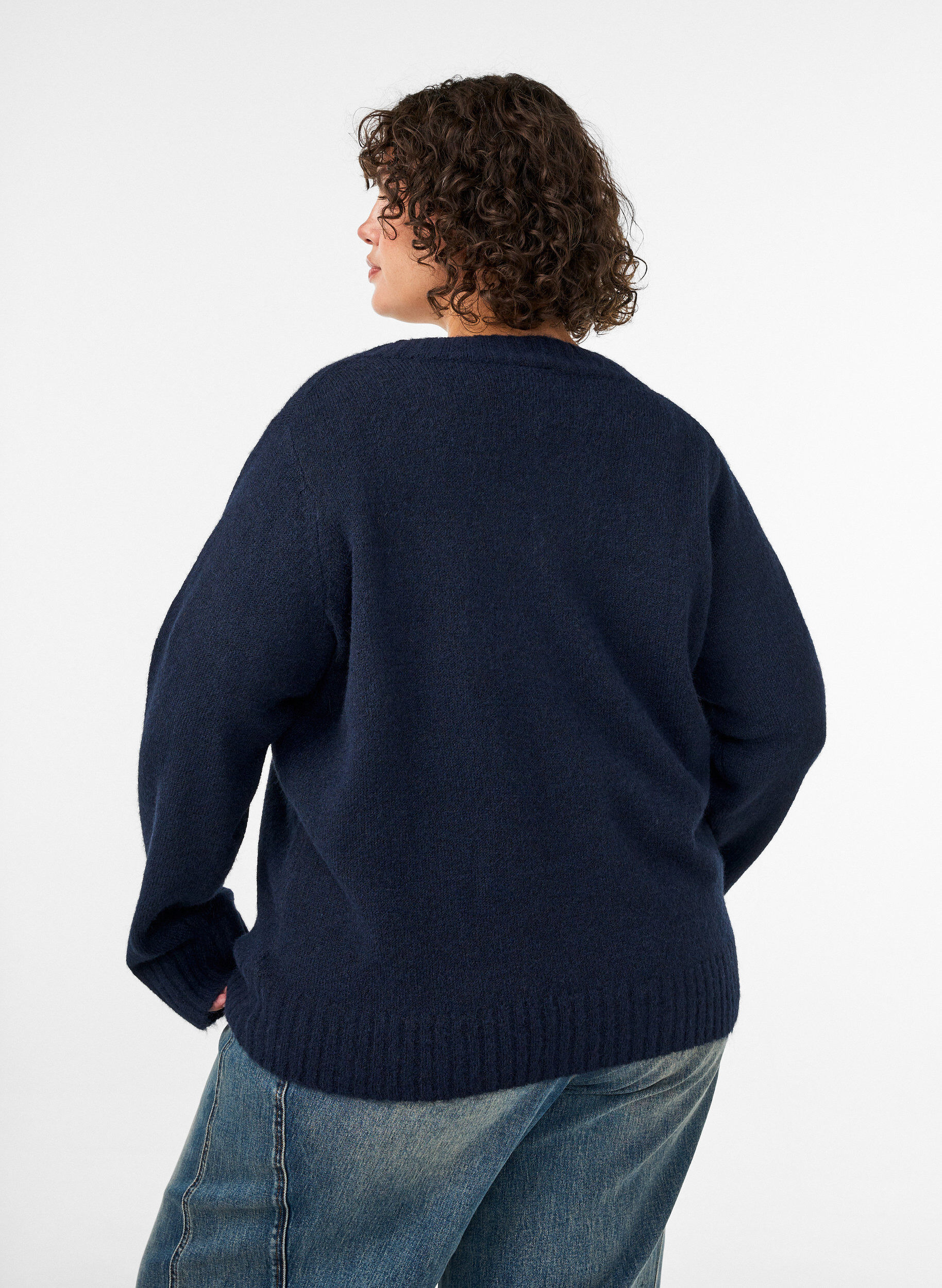 ZizziJumper met V-hals, Blauw, Model image number 2