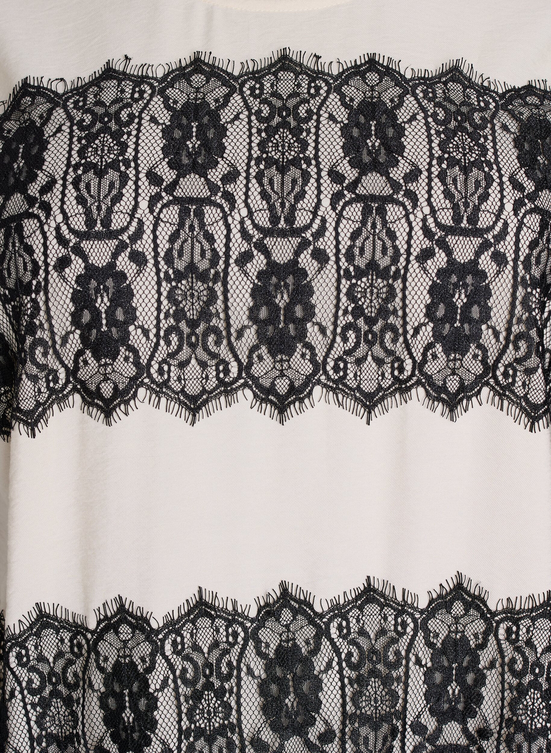 ZizziKorte jurk met contrasterende kanten panelen, Beige, Packshot image number 2