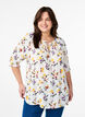 Gebloemde viscose blouse met halflange mouwen, Wit, Model image number 0