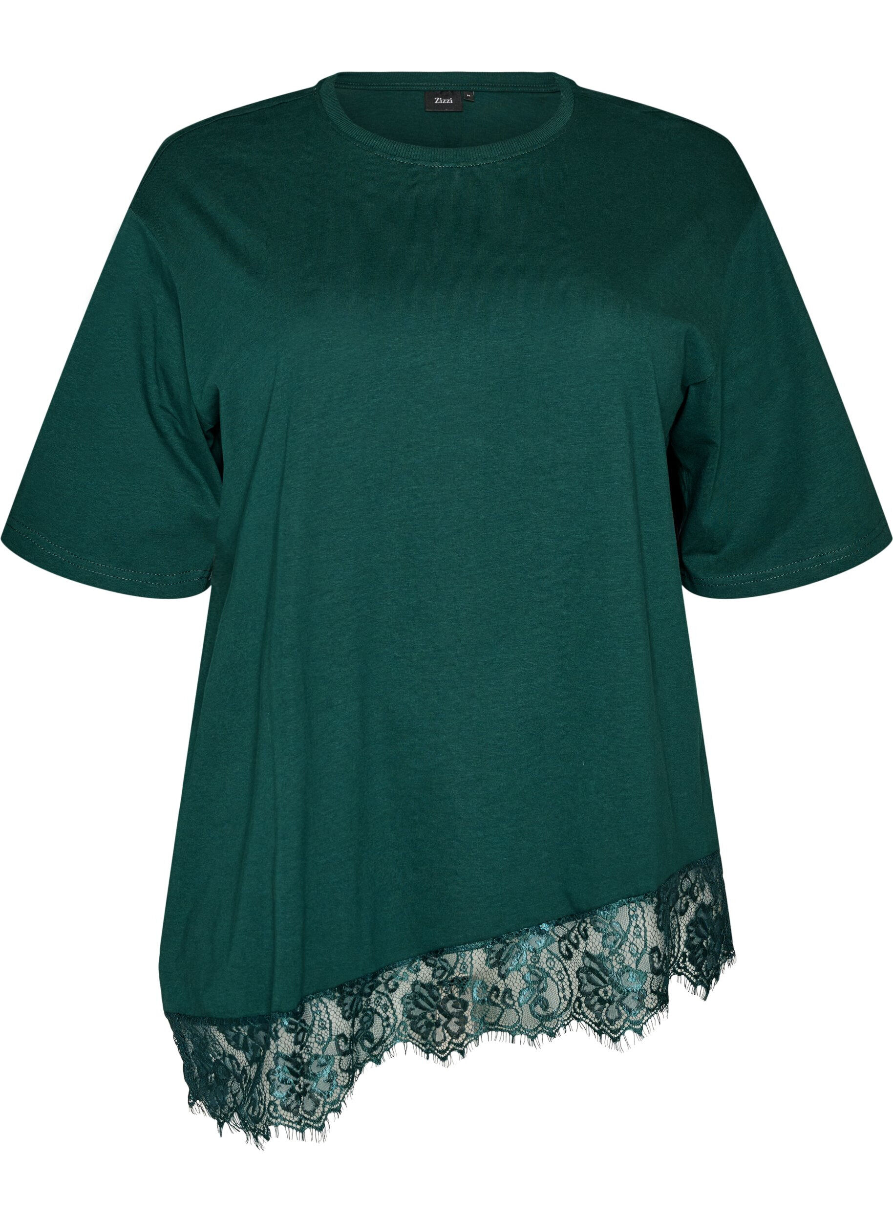 T-shirt met asymmetrische kanten zoom