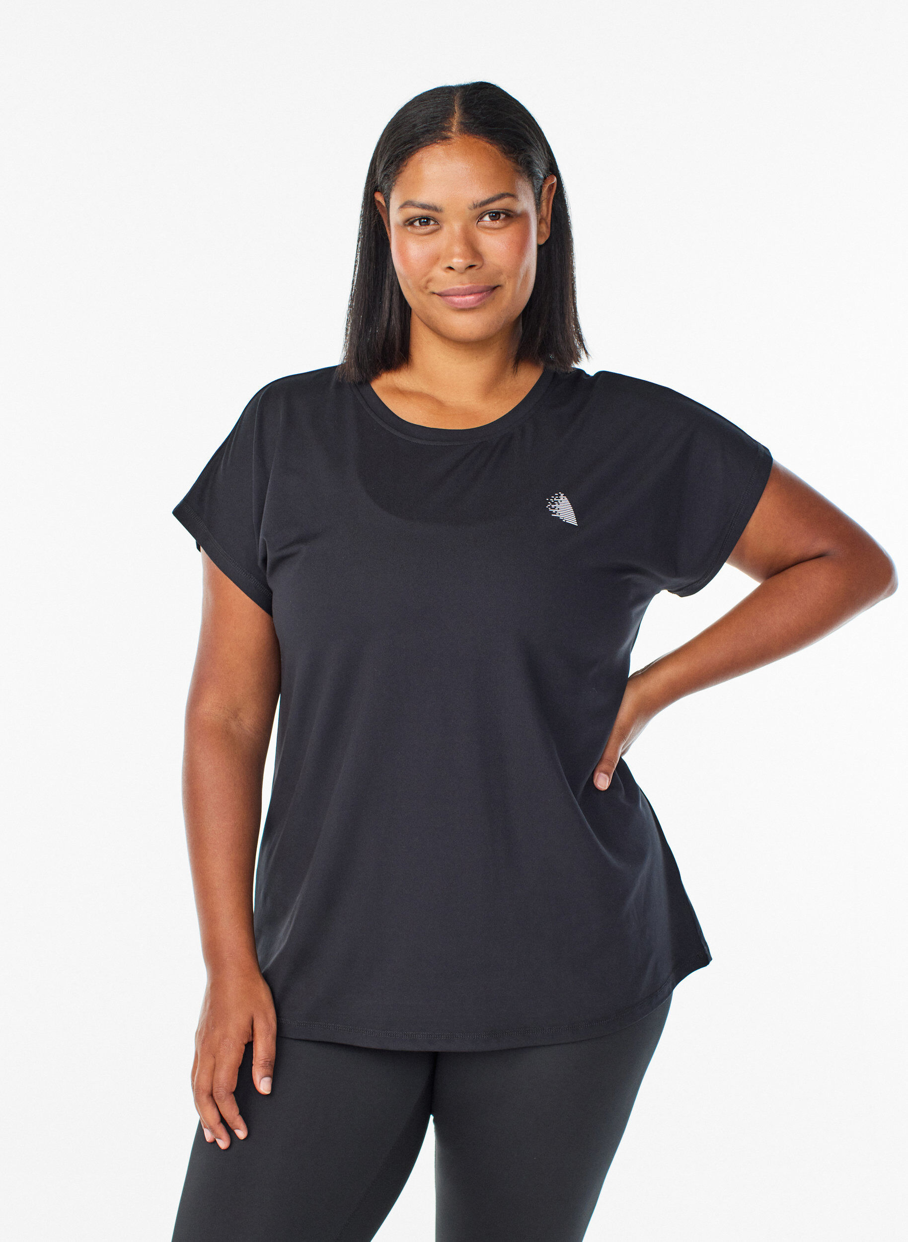 Effen gekleurd trainingsshirt, Zwart, Model