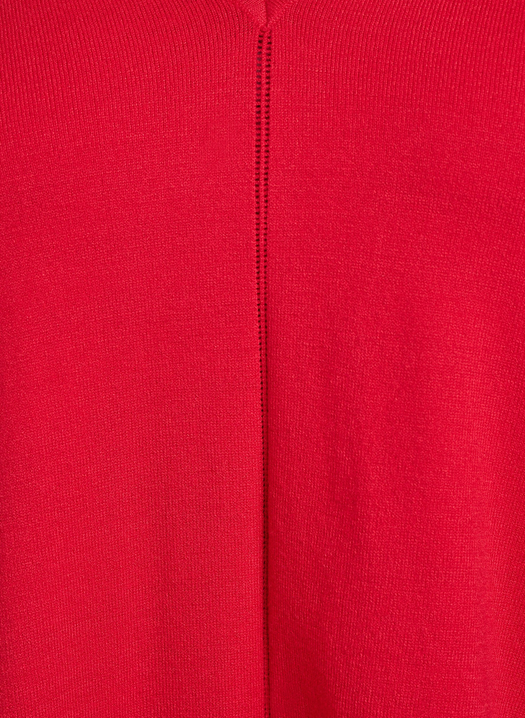 ZizziFijngebreide blouse met V-hals en voorkantdetail, Rood, Packshot image number 2