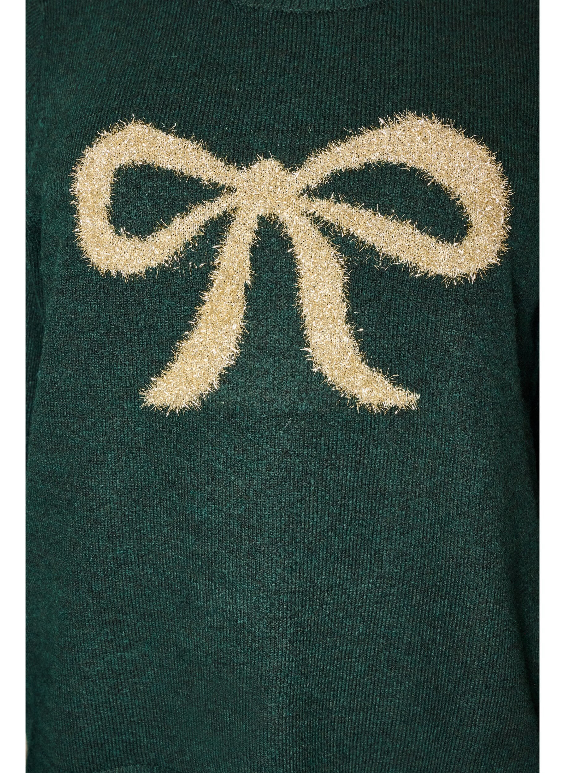 ZizziGebreide jumper met glitterstrik, Groen, Packshot image number 2