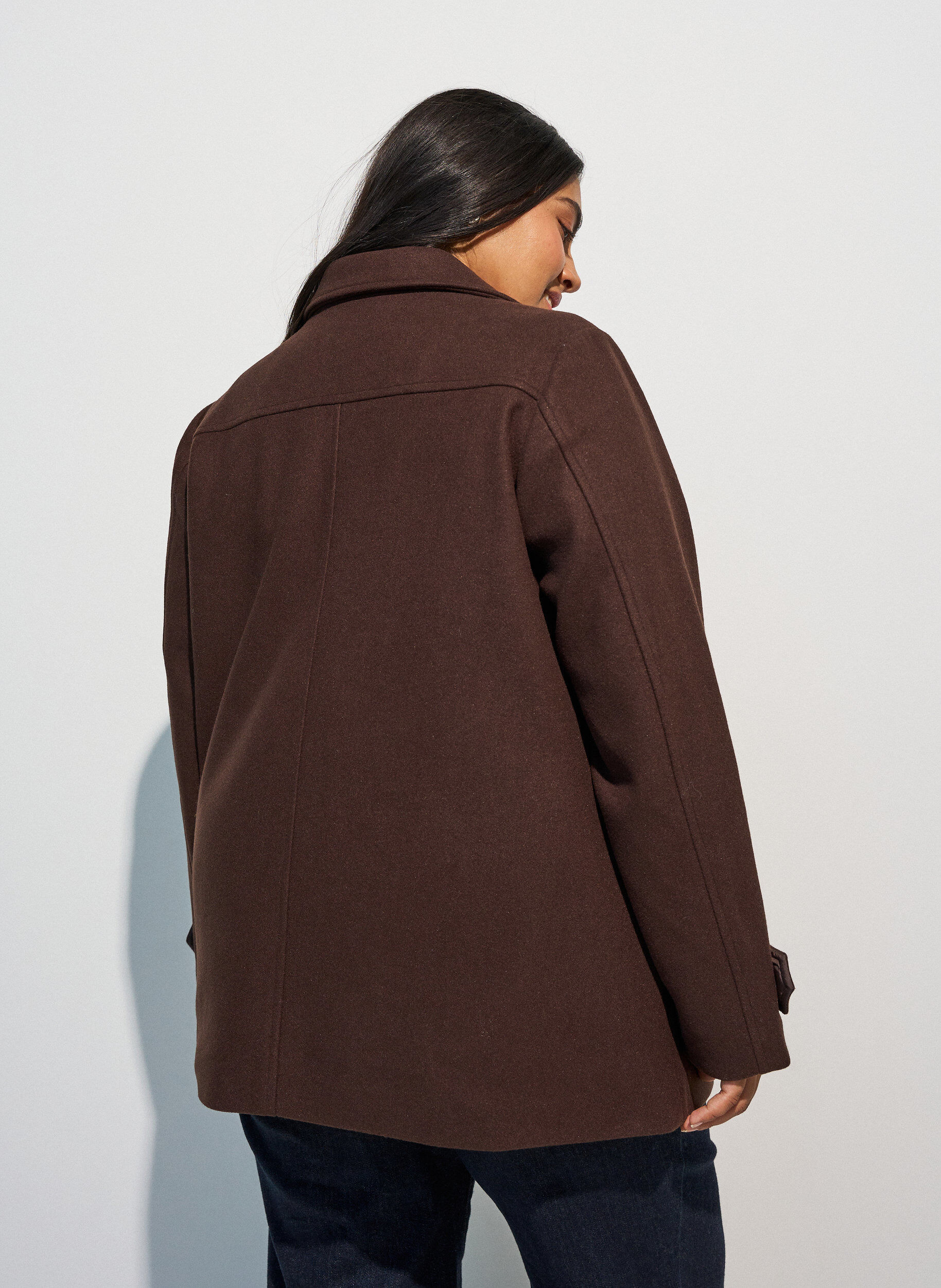 ZizziKorte jas met dubbele knoopsluiting, Bruin, Model image number 2