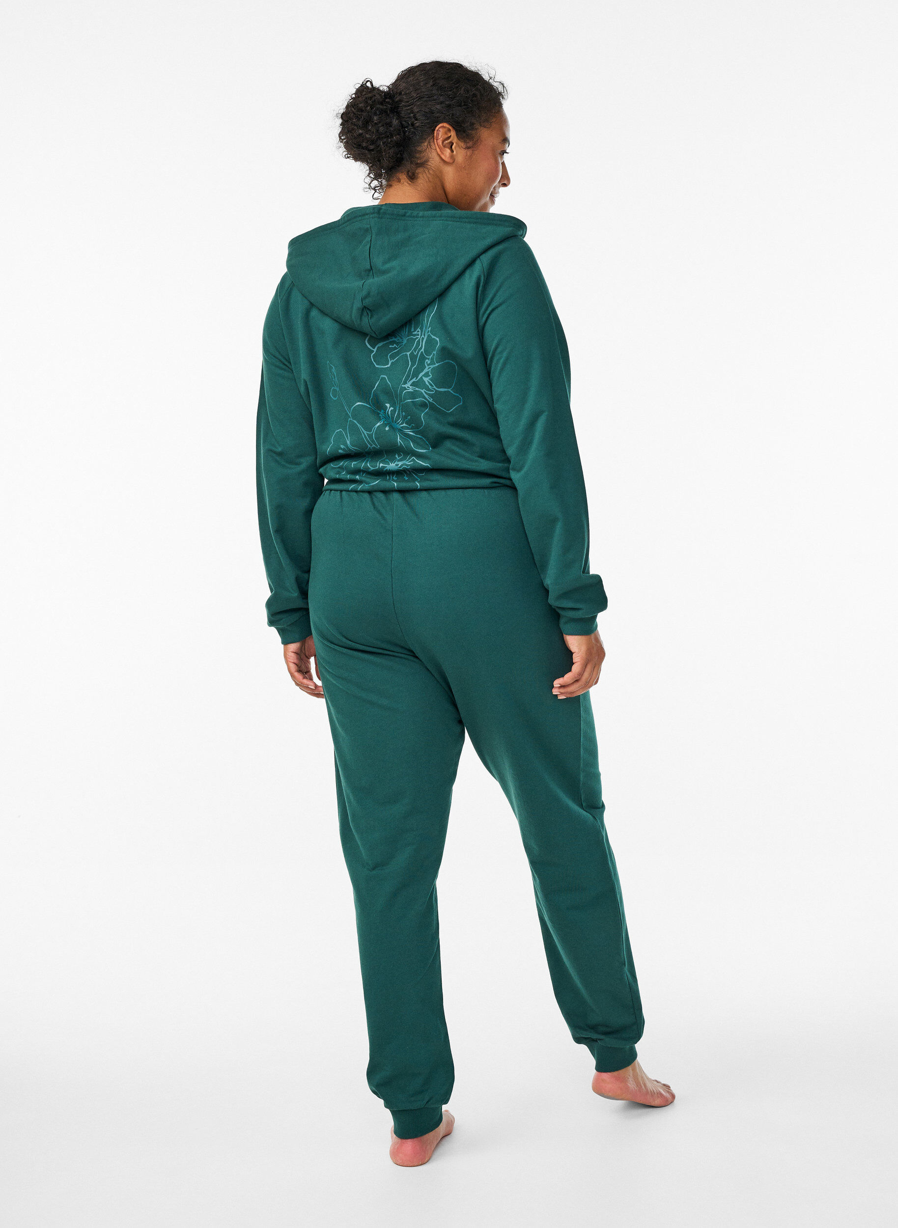 ZizziHoge taille katoenen sweatpants, Groen, Model image number 1