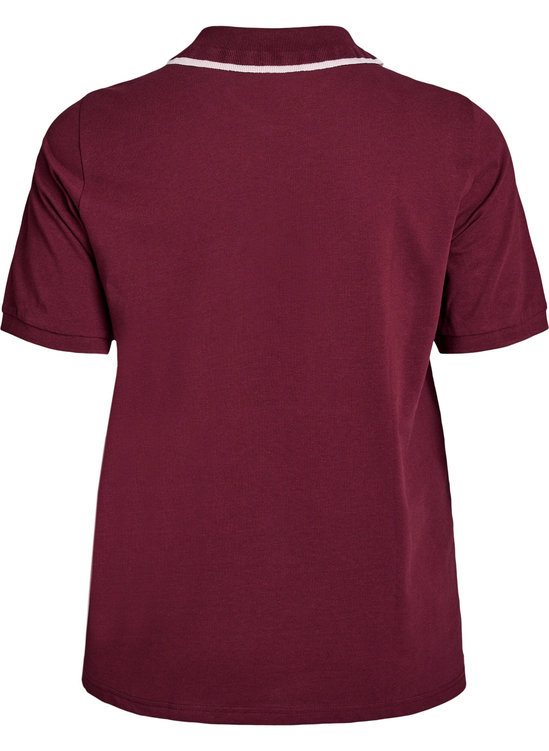 ZizziPolo shirt met strass knopen en ruches., Rood, Packshot image number 1