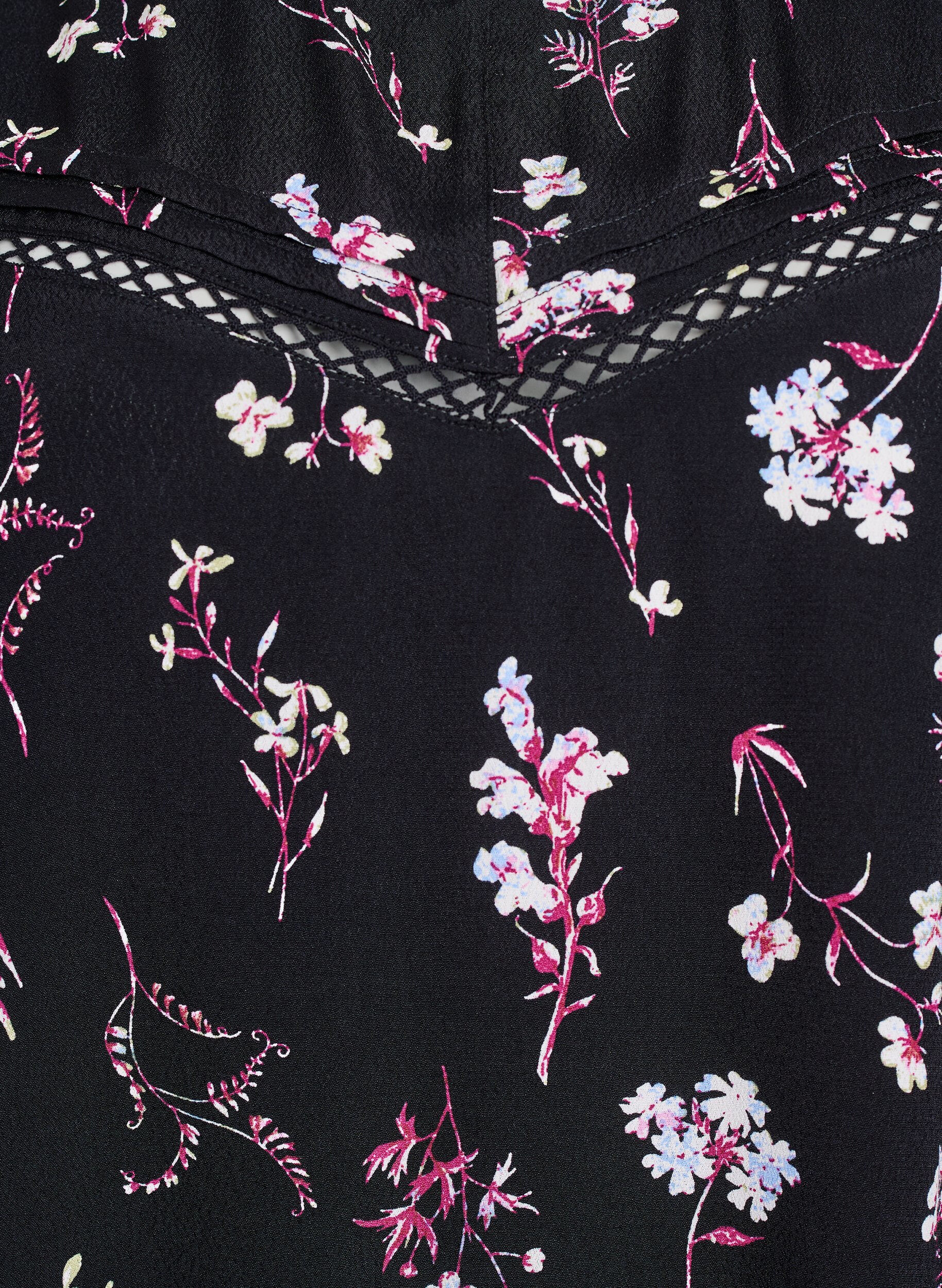 ZizziBlouse met bloemmotief en korte mouwen, Zwart, Packshot image number 2