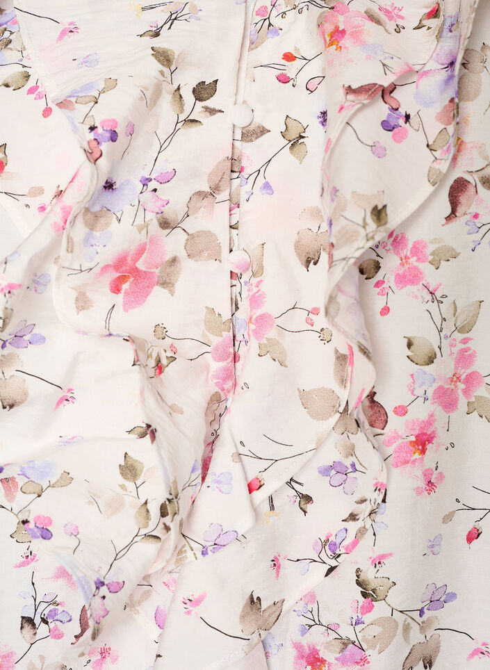 Viscose blouse met bloemenprint en 3/4 mouwen, Vanille, Packshot image number 2