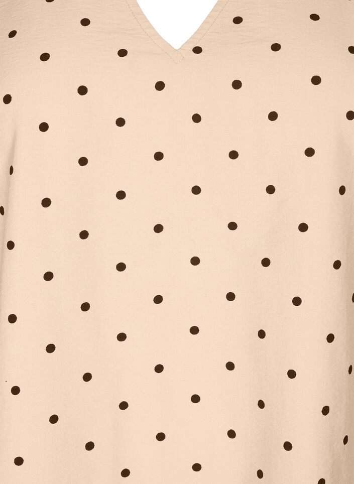 Blouse met losse mouwen en een V-hals, Doeskin w. dot AOP, Packshot