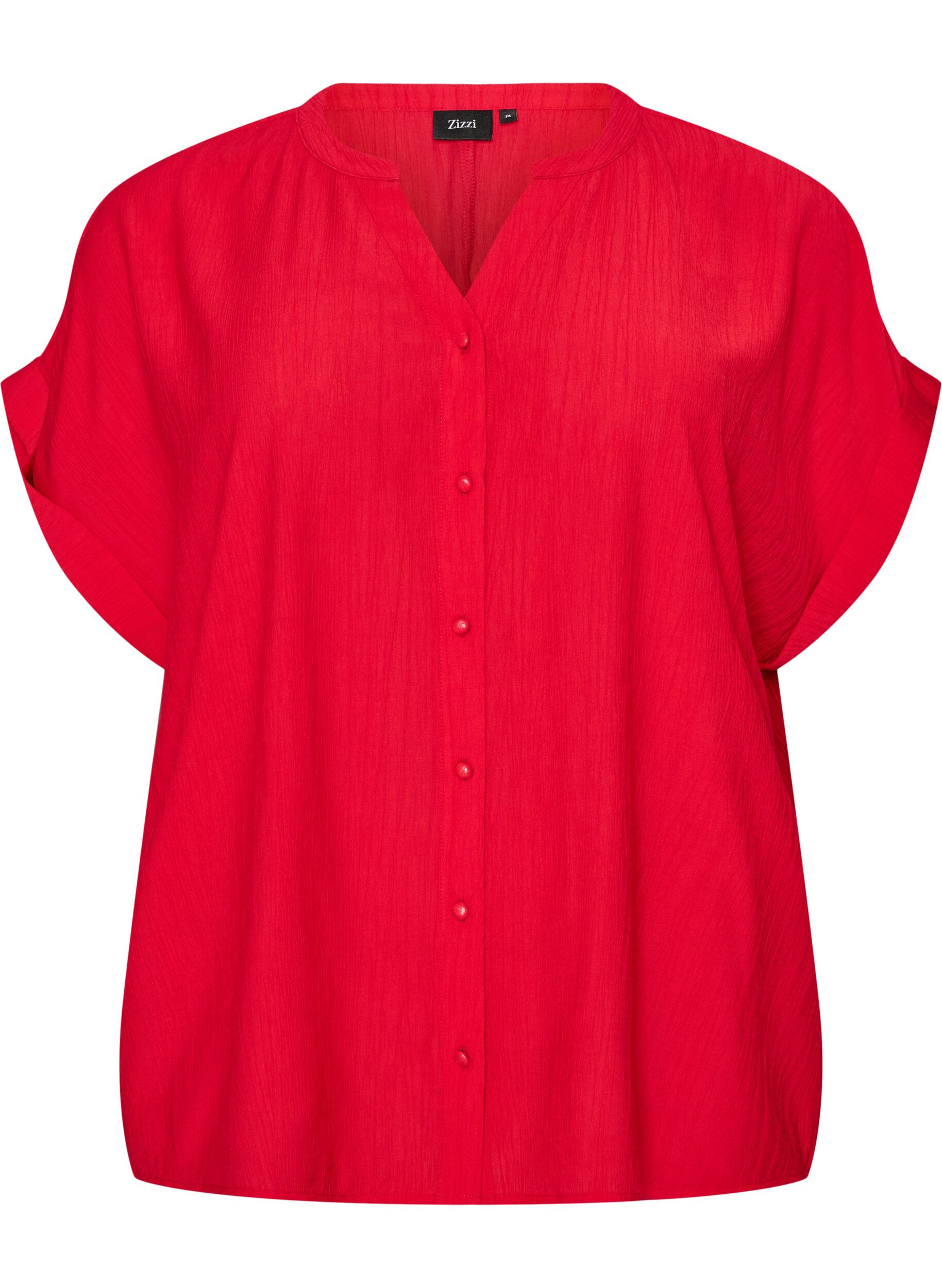 Viscose blouse met knoopjes en textuur