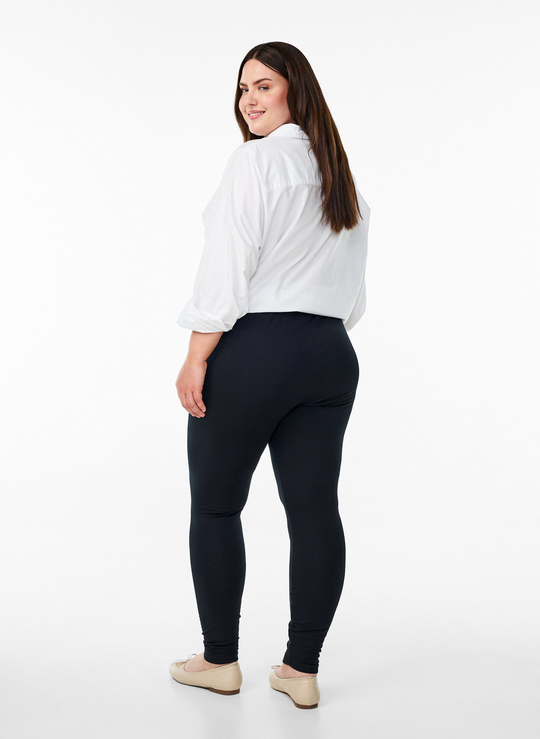 ZizziKatoenen legging met voering, Zwart, Model image number 2