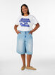 100% katoenen T-shirt met korte mouwen en print, Wit, Model image number 1