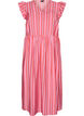 Robe midi &agrave; rayures avec coupe empire et volants, Rose, Packshot image number 0