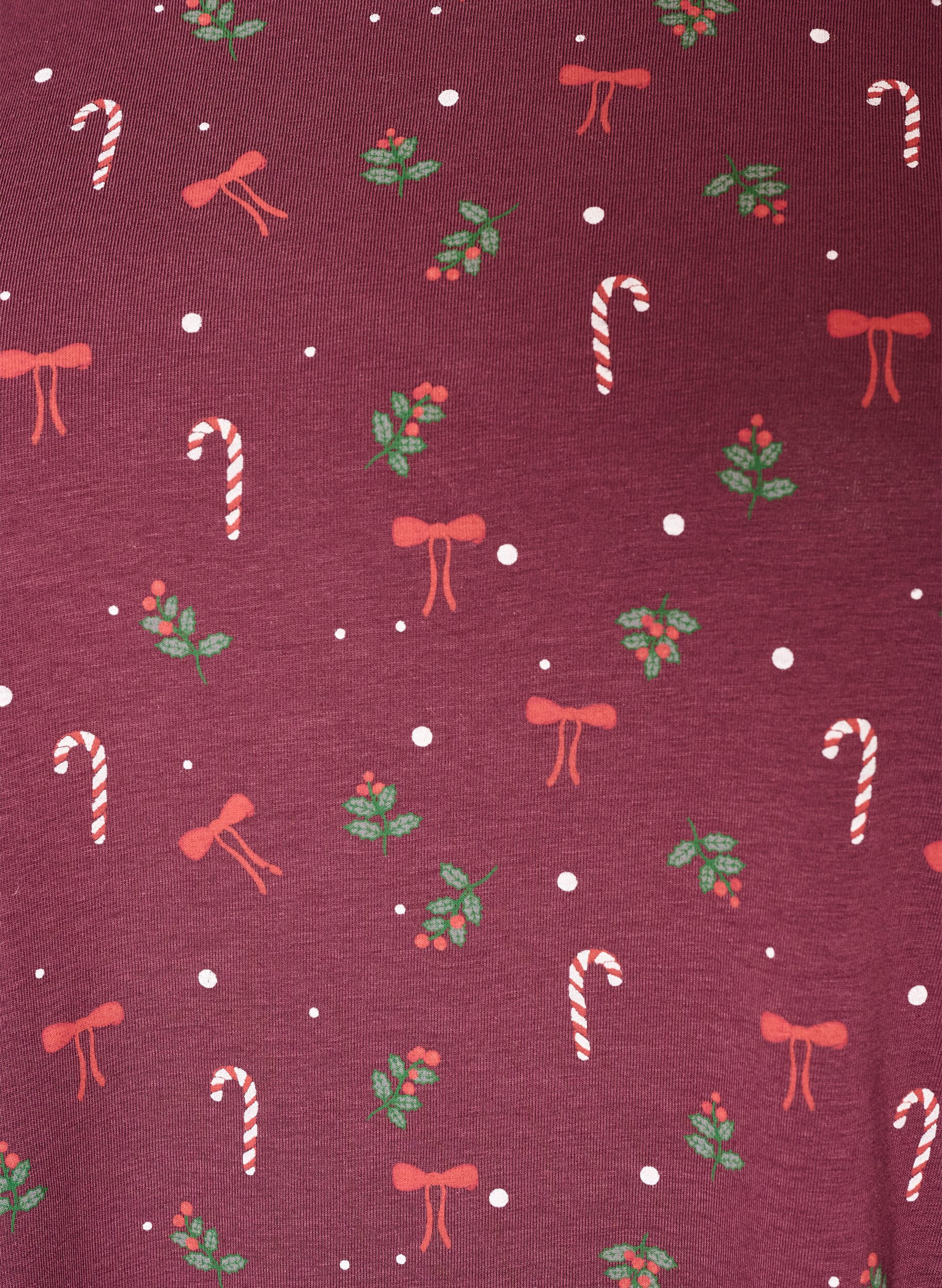 ZizziNachtblouse met een print, Donker Bordeaux, Packshot image number 2