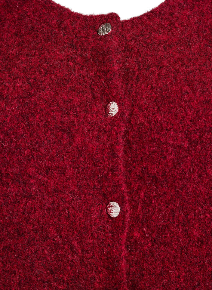 Cardigan met wol en alpaca en decoratieve knopen, Rood, Packshot image number 2