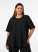 Peplumblouse met glitterstrepen, Zwart, Model image number 0