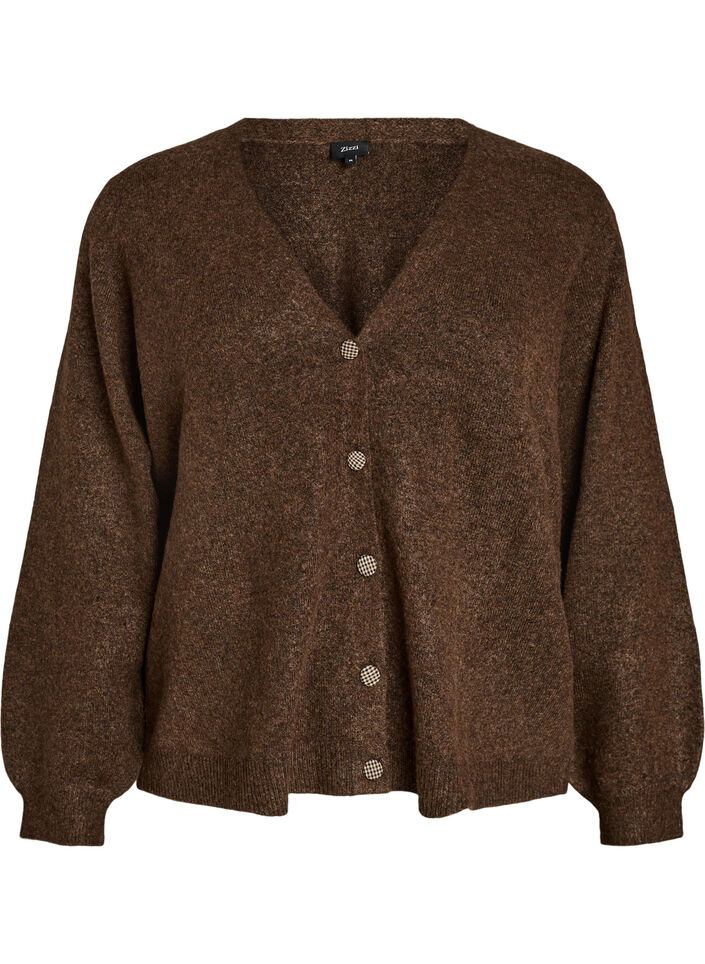 Vest met decoratieve knopen en V-hals, Bruin, Packshot image number 0