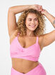 Bikinitop met gestreepte textuur en kruislingse bandjes, Roze, Model image number 2