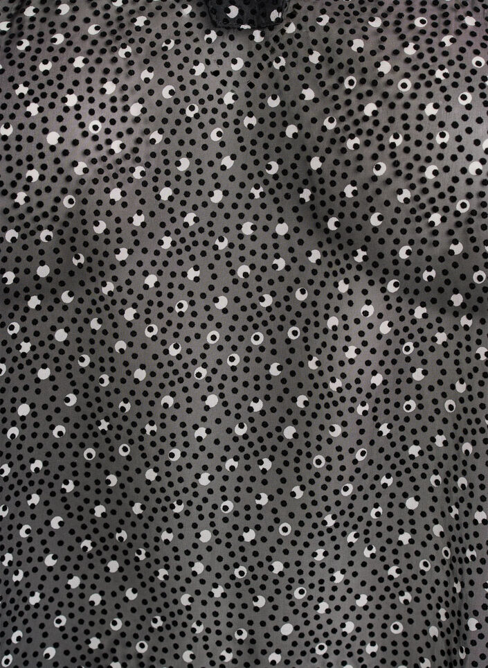 Chiffon tuniek met fluwelen stippenpatroon, Zwart, Packshot image number 2