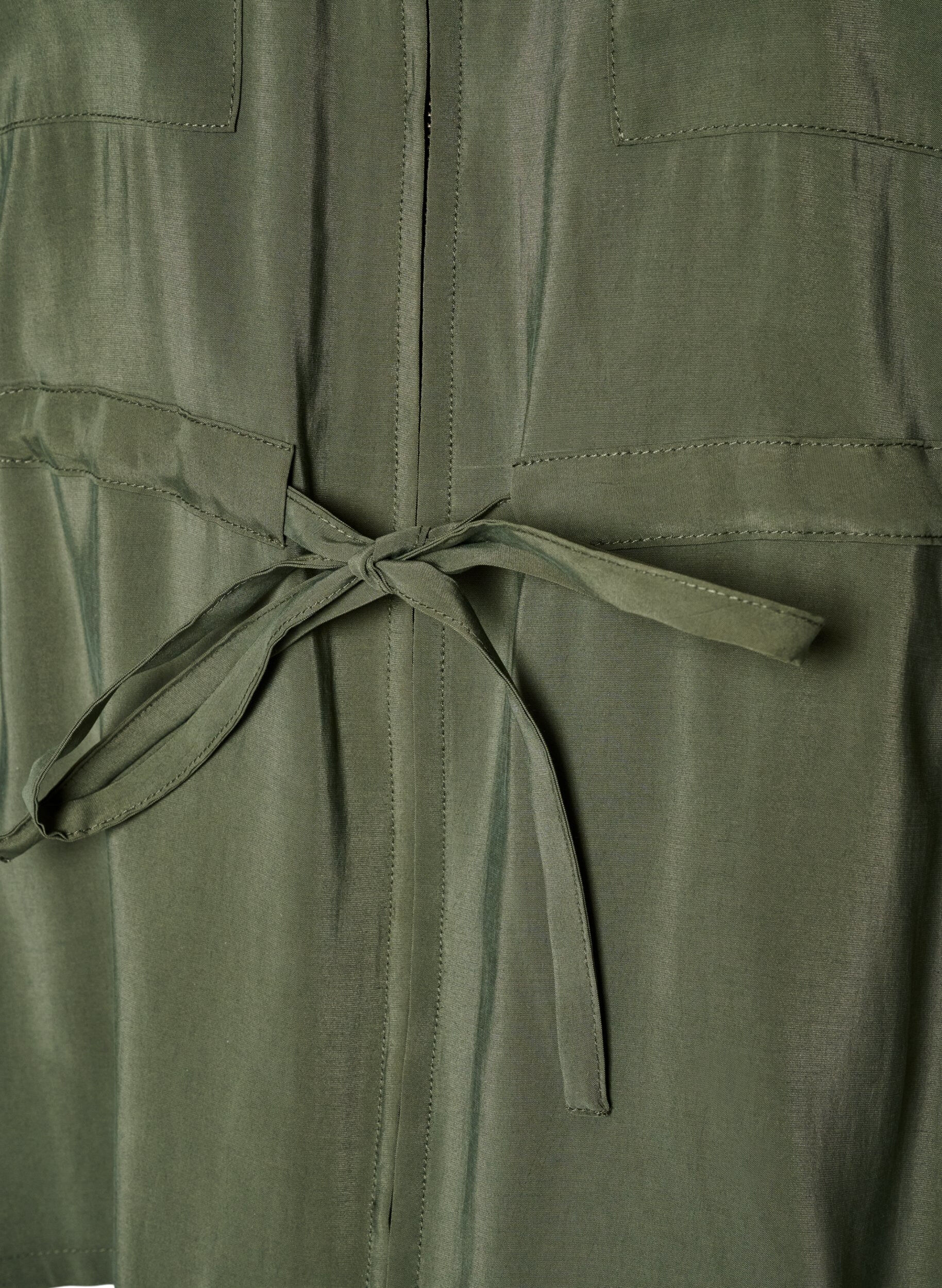 ZizziGilet en modal avec fermeture &eacute;clair et ceinture &agrave; nouer, Vert, Packshot image number 3