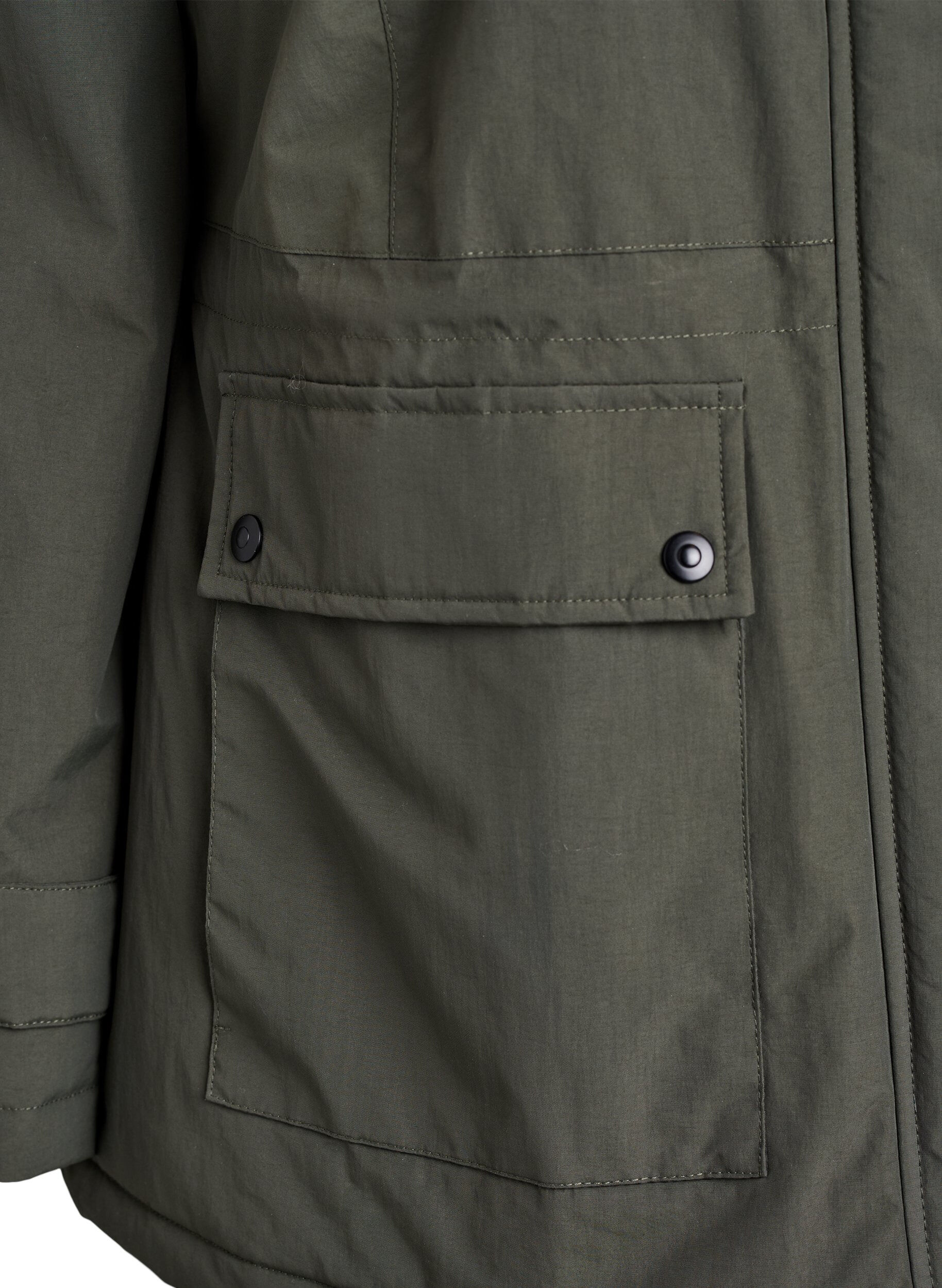 ZizziLichtgewicht gewatteerde parka met teddy gevoerde capuchon, Groen, Packshot image number 3