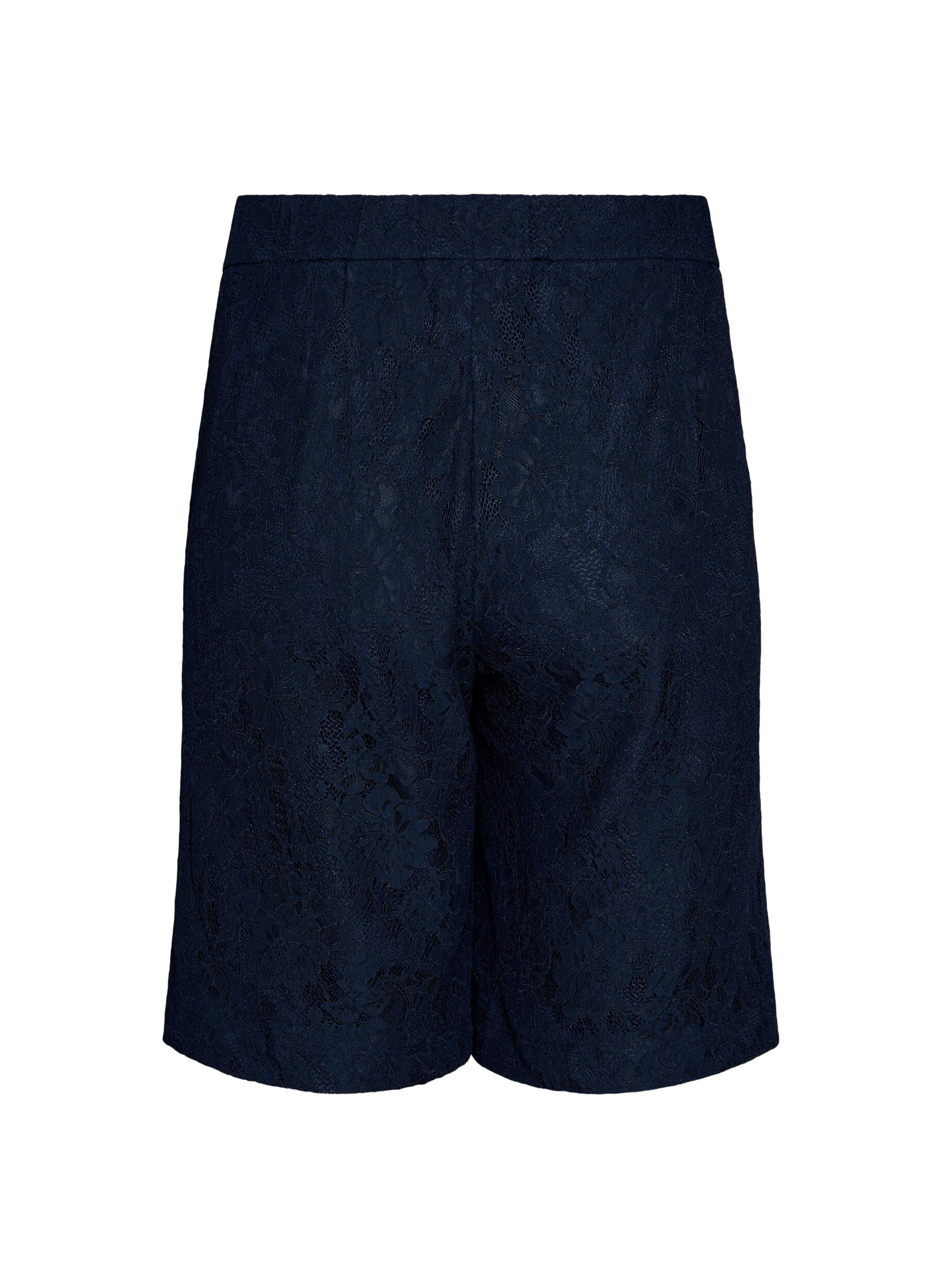 ZizziBermuda shorts van kant met hoge taille, Blauw, Packshot image number 1