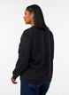 Sweatshirt met rozenprint en strassteentjes, Zwart, Model image number 2