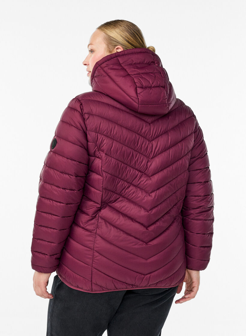 Lichtgewicht jas met capuchon, Donker Bordeaux, Model image number 2