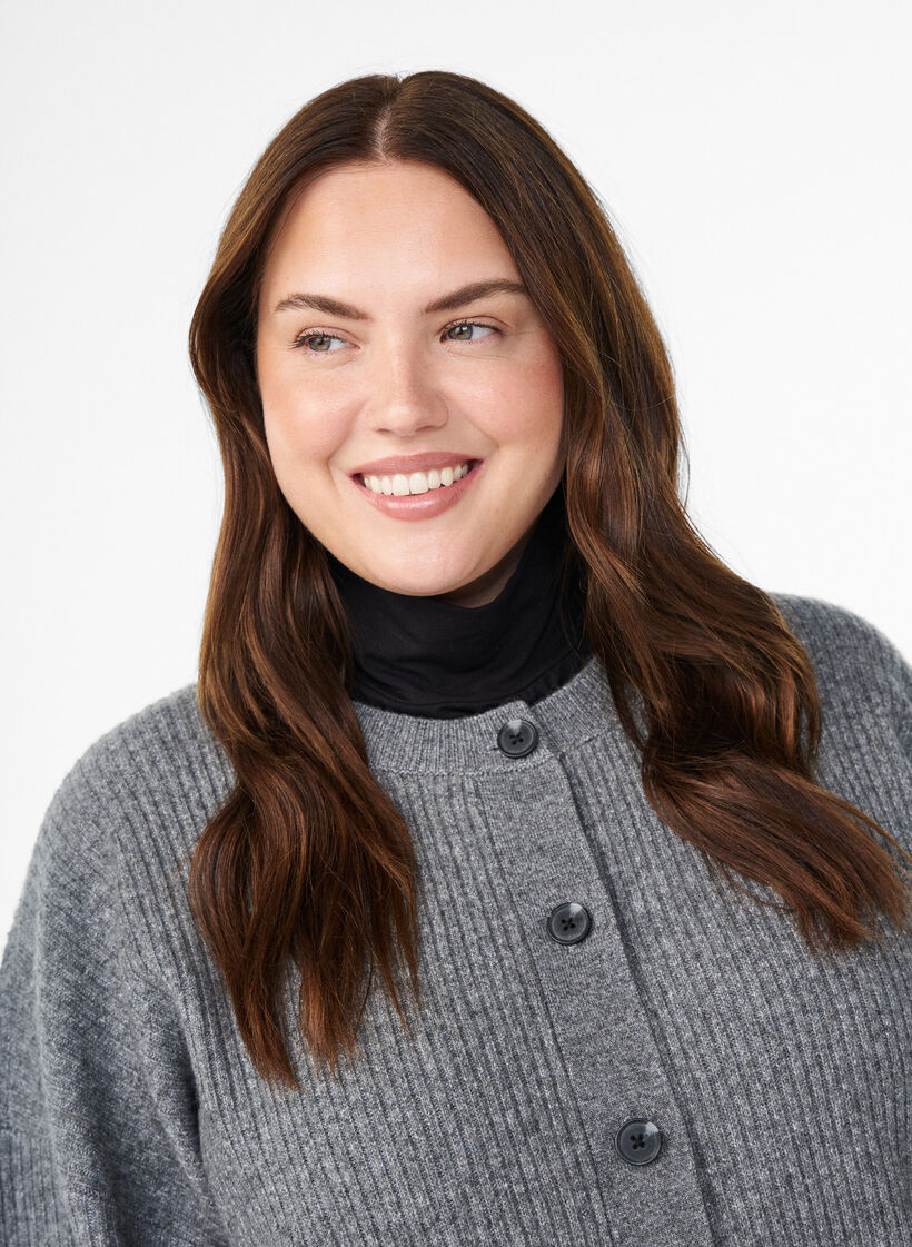 Gecropte jersey top met een hoge col, Zwart, Model image number 0