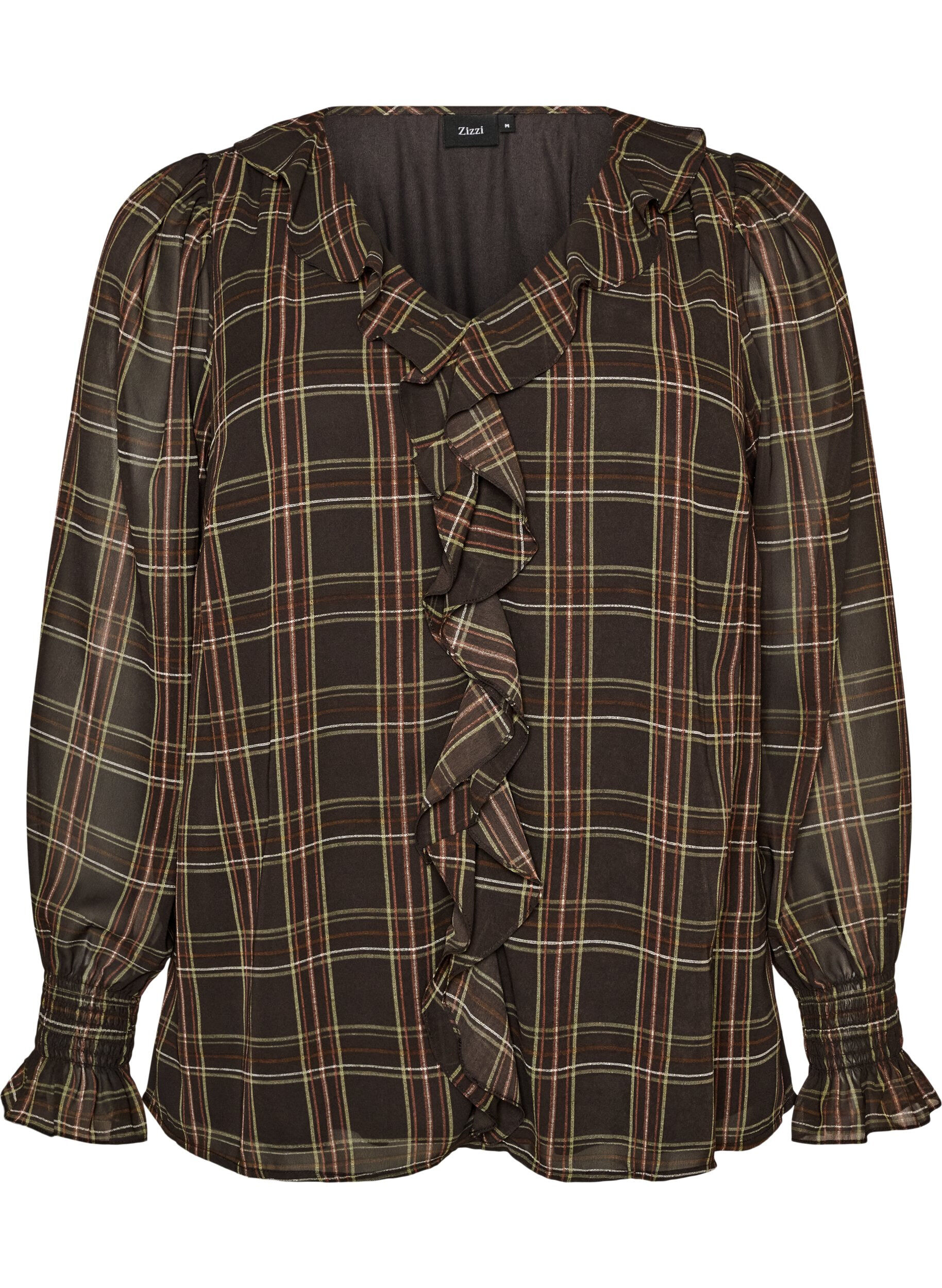 Blouse met ruit en ruches details