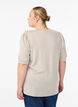 Blouse met knoopdetail en korte pofmouwen, Beige, Model image number 2
