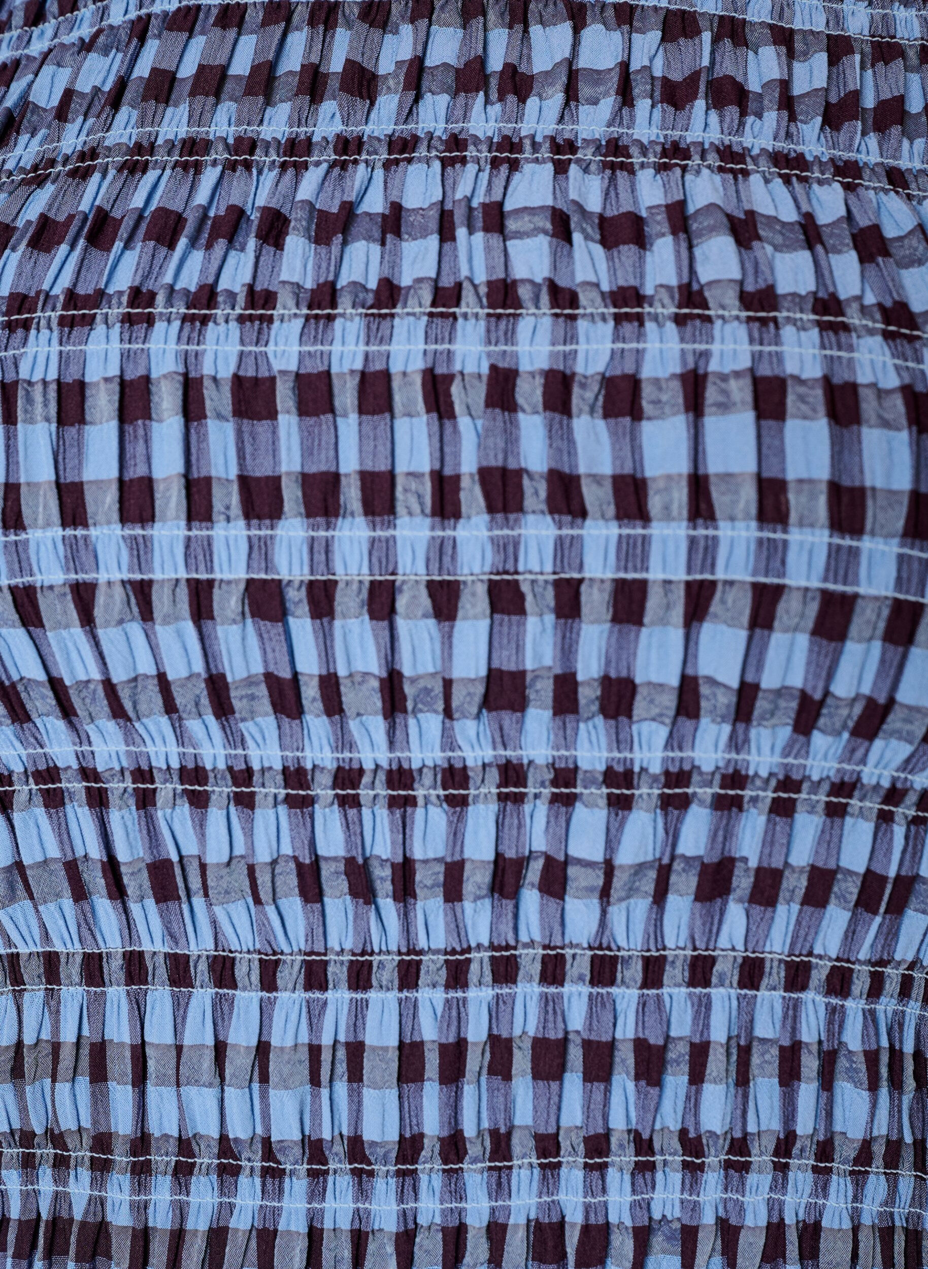 ZizziSmockblouse met ginghamruit en rucherand, Blauw, Packshot image number 2