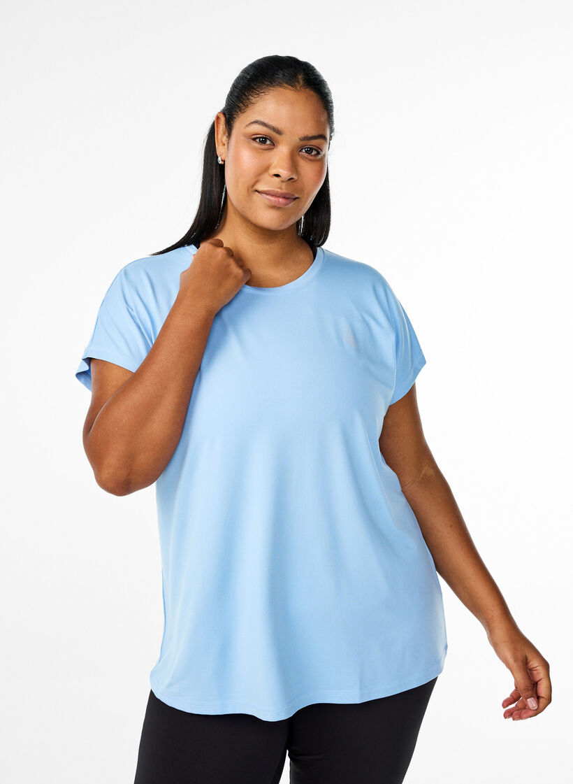 Effen gekleurd T-shirt voor sporten, Blauw, Model image number 0