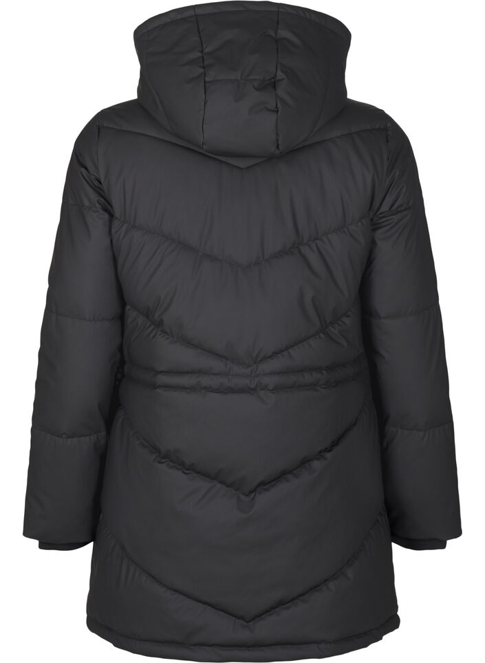 Waterafstotend pufferjack met capuchon, Black, Packshot