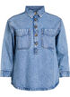Denimshirt met halve sluiting en borstzakken, Blauw, Packshot image number 0