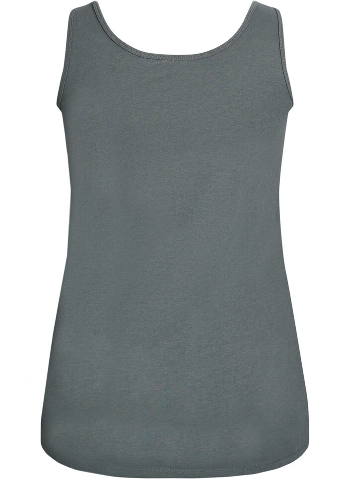 Effen gekleurd basic top in katoen, Groen, Packshot image number 1
