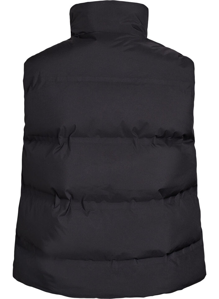 Korte puffer bodywarmer met hoge kraag, Zwart, Packshot image number 1
