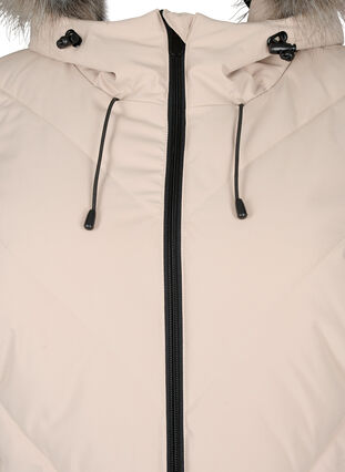 ZizziLange winterjas met haaksluitingen en een nep bontkraag, Simply Taupe, Packshot image number 2