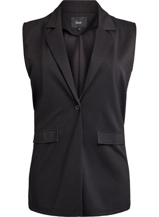 ZizziMouwloze blazer bodywarmer met klassieke revers, Black Shimmer, Packshot image number 0