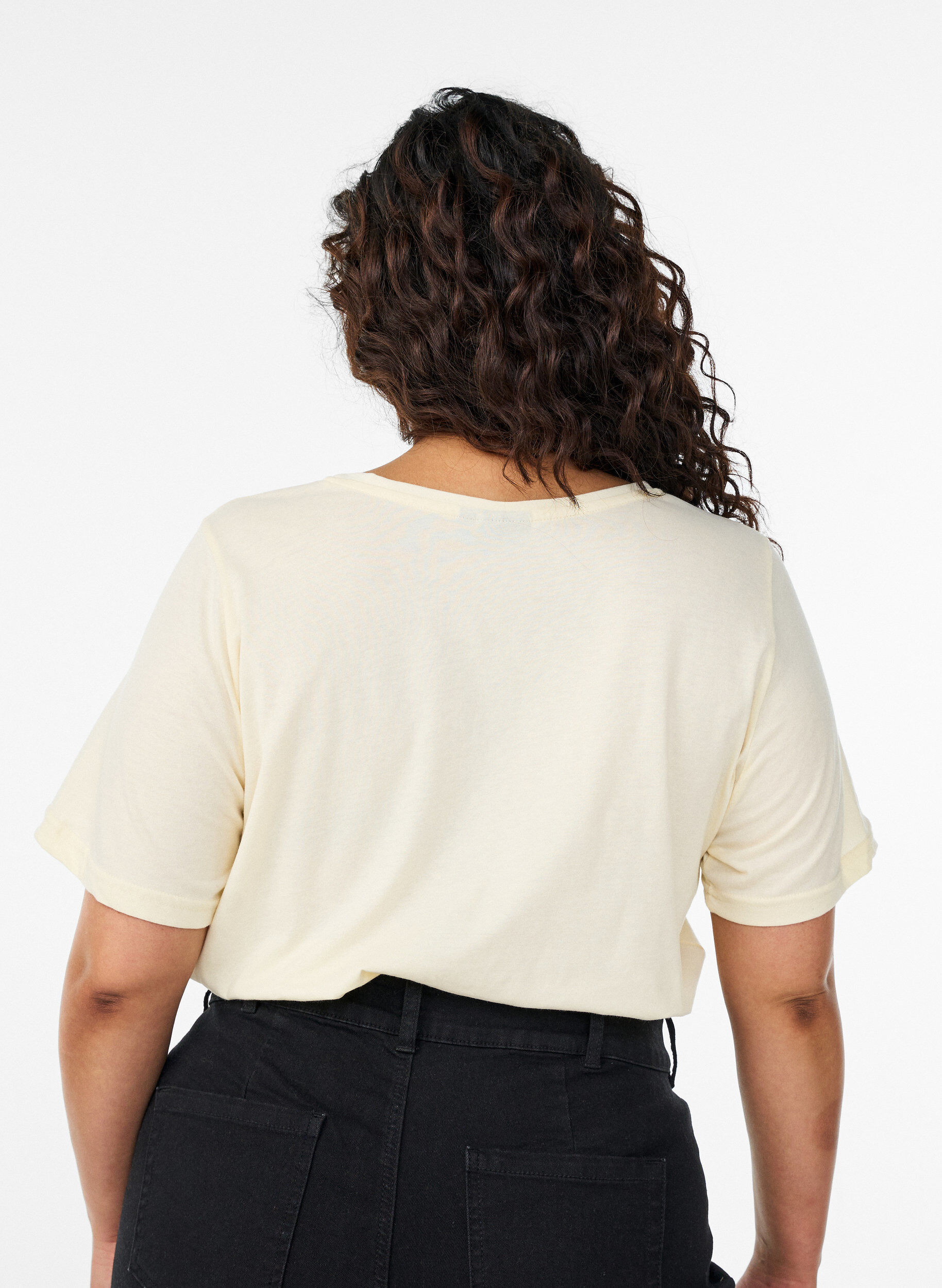 Zizzi T-shirt imprim&eacute;, Jaune clair, Model image number 2