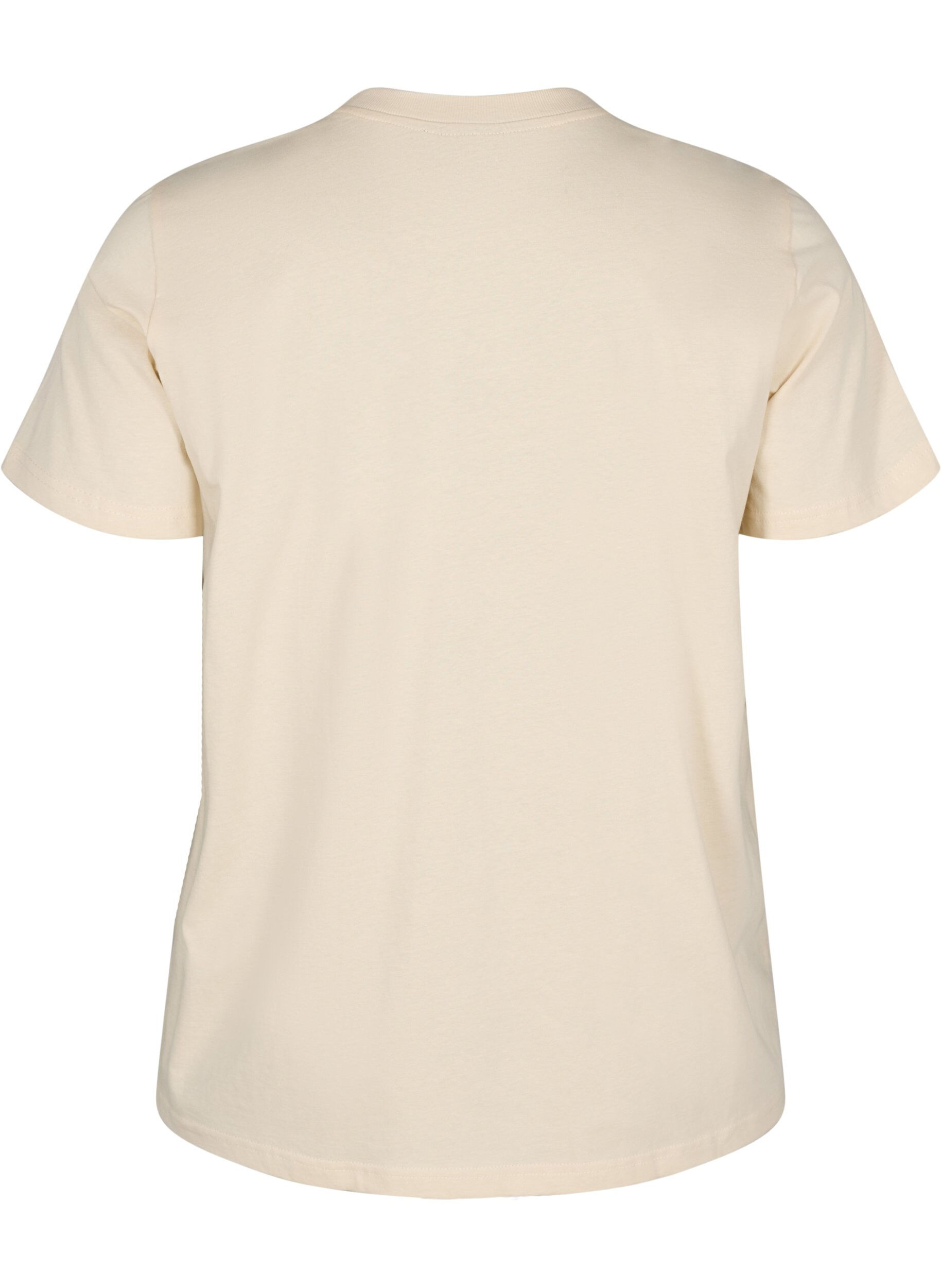 ZizziKatoenen T-shirt met print, Beige, Packshot image number 1