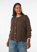 Kabelgebreid vest met gouden knopen, Bruin, Model image number 0