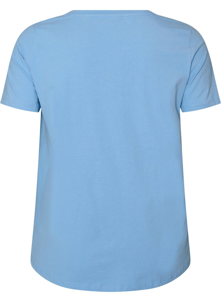 Basic t-shirt in effen kleur met katoen, Blauw, Packshot image number 1