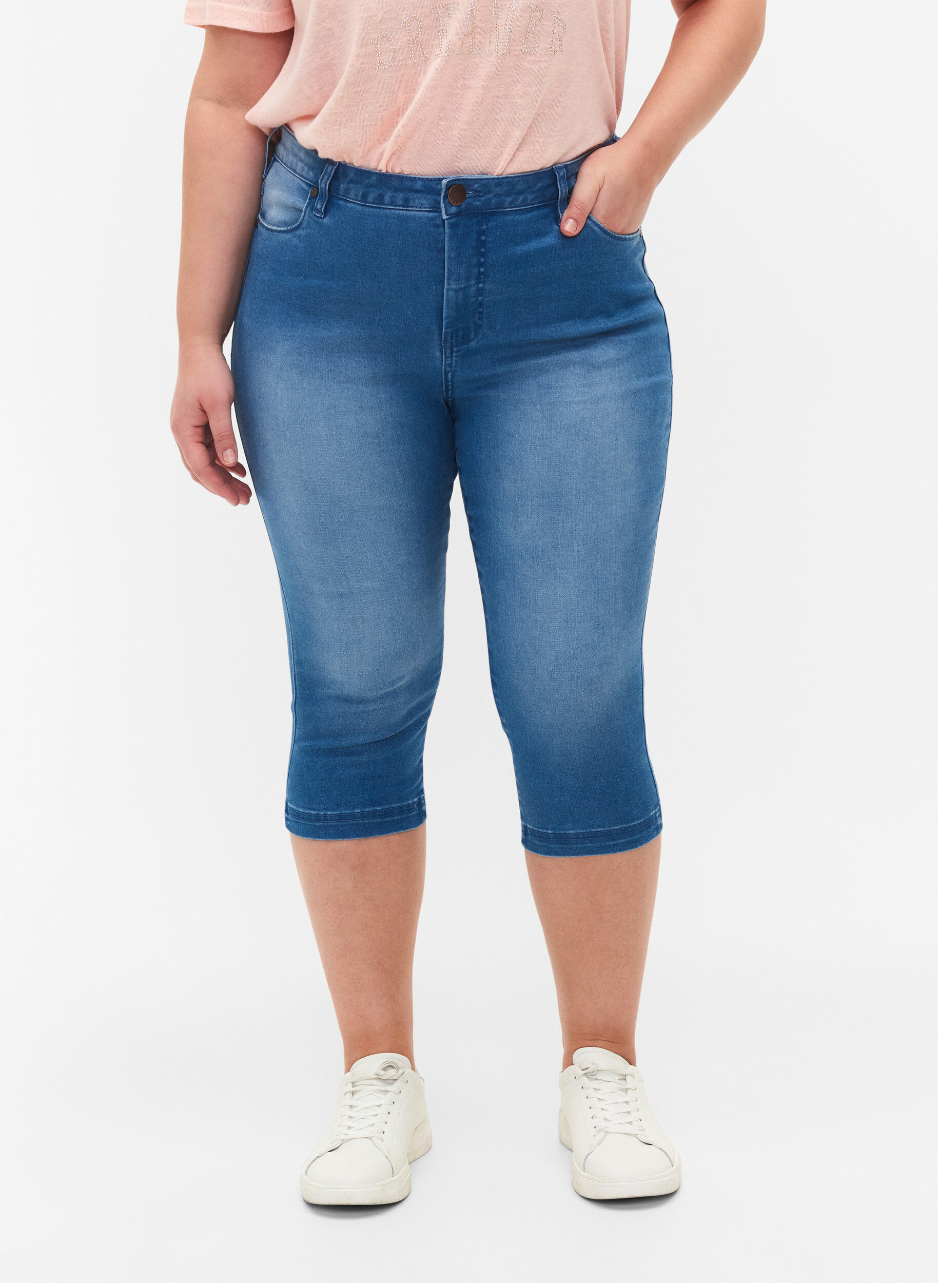 ZizziAmy capri jeans met hoge taille en super strakke pasvorm, Blauw, Model image number 3