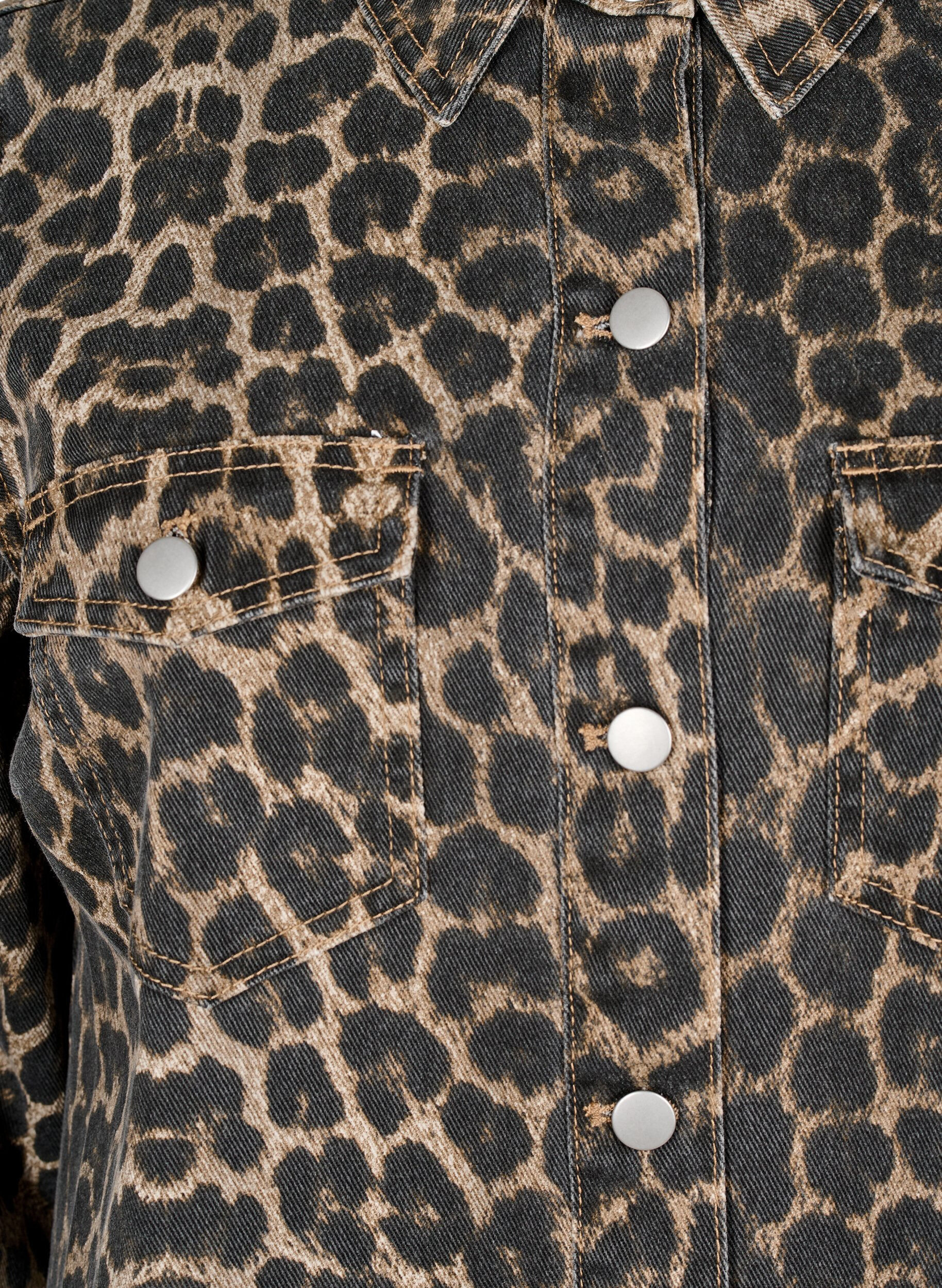 ZizziDenim jurk met lange mouwen en luipaardprint, Bruin, Packshot image number 2