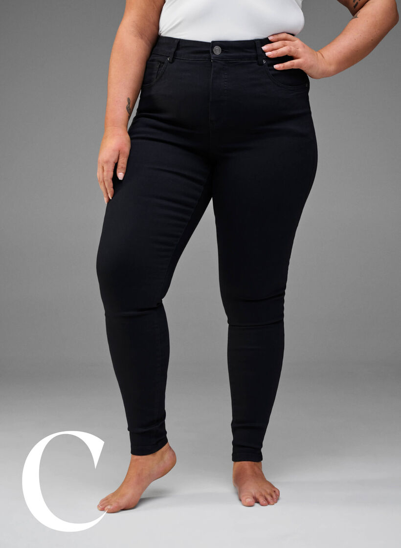 Super smalle jeans met hoge taille, Black, Model