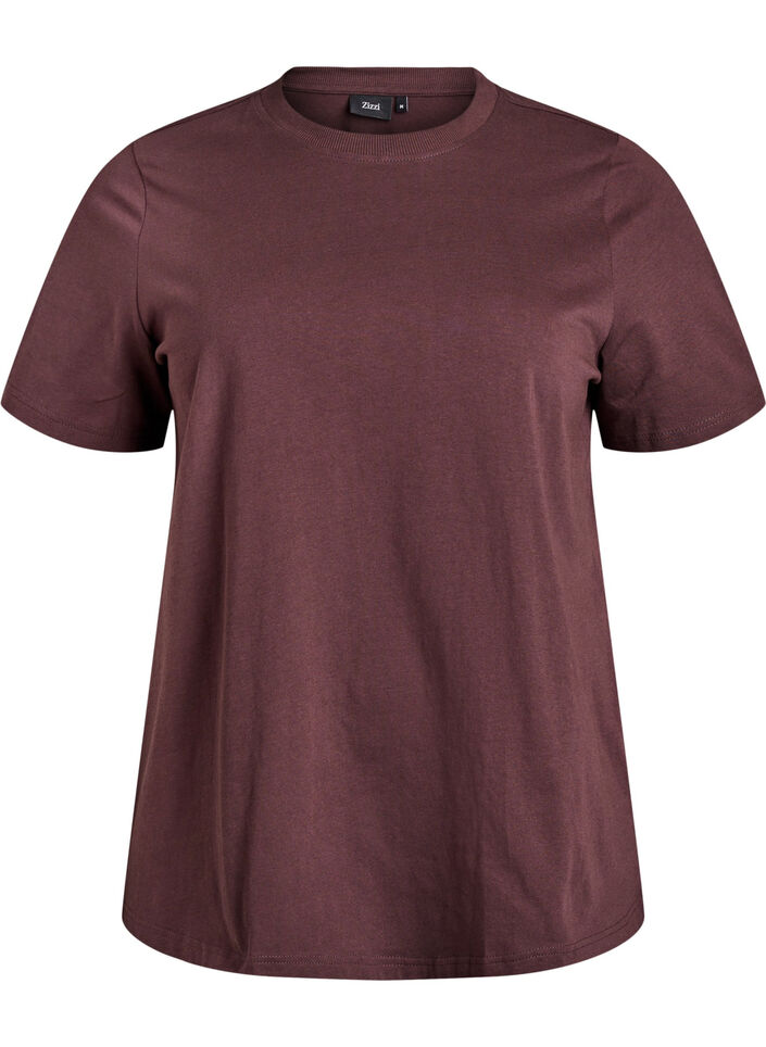 Basic katoenen T-shirt met ronde hals, Bruin, Packshot image number 0