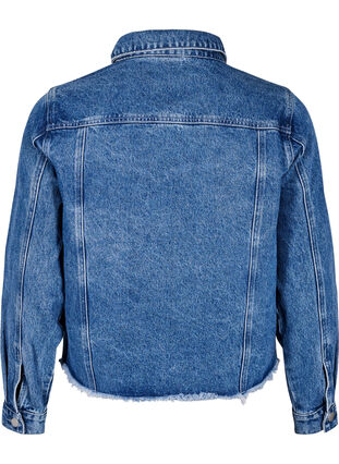ZizziDenimjack met strasssteentjes en een rauwe zoom, Blue Denim, Packshot image number 1