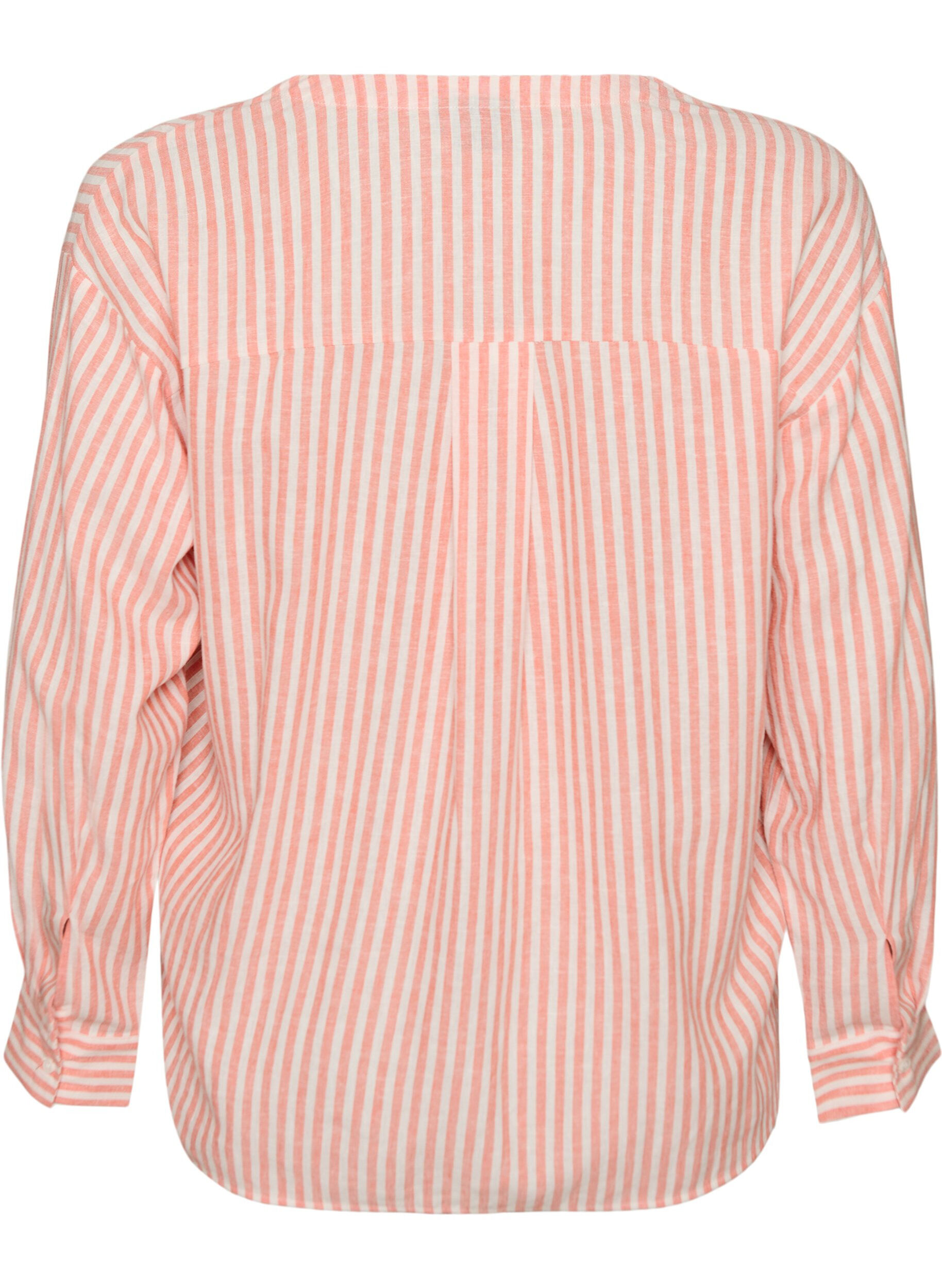 ZizziBlouse in linnen en viscose met V-hals, Oranje, Packshot image number 1