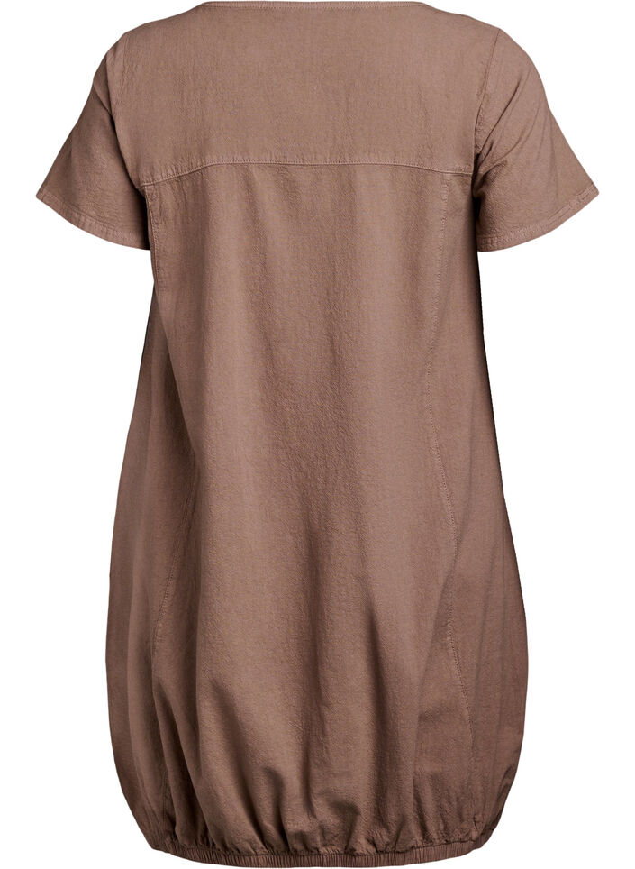 Katoenen jurk met korte mouwen, Bruin, Packshot image number 1
